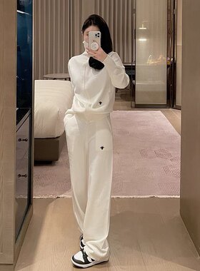 秋冬季小香风针织套装女时尚气质减龄休闲运动风阔腿裤两件套洋气
