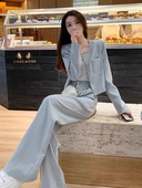 两件套显瘦 职业小香风减龄气质网红炸街阔腿裤 秋季 穿搭一整套女装