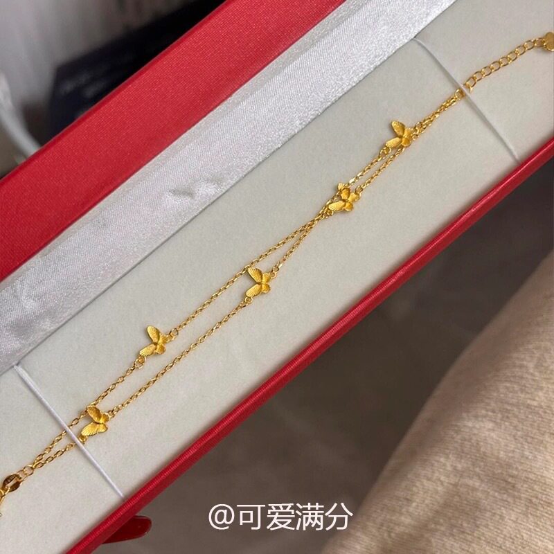 新中式金色双层蝴蝶手链小众古风高级感时尚气质手饰女生日礼品