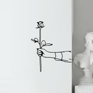 玫瑰小清新ins北欧风创意门贴 花店楼梯过道台柱背景装饰墙贴纸