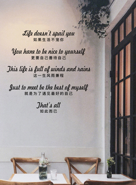 生活不宠你北欧风英文贴纸 咖啡奶茶服装店墙面创意文艺装饰贴画