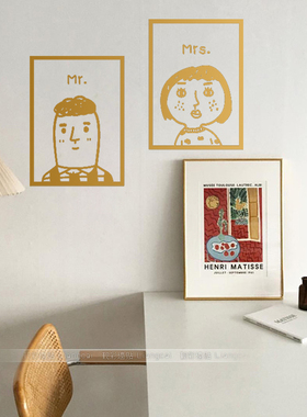 卡通可爱画框贴MrMrs ins风墙贴卧室沙发店铺背景装饰墙贴纸贴画