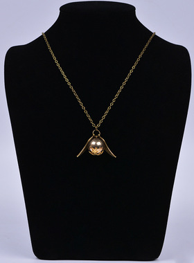 snitch gold necklace哈利波特与死亡圣器 金色飞贼项链复古周边
