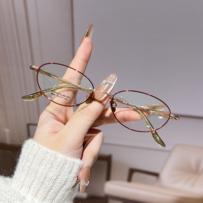 高度数小框国潮风近视眼镜钛架女