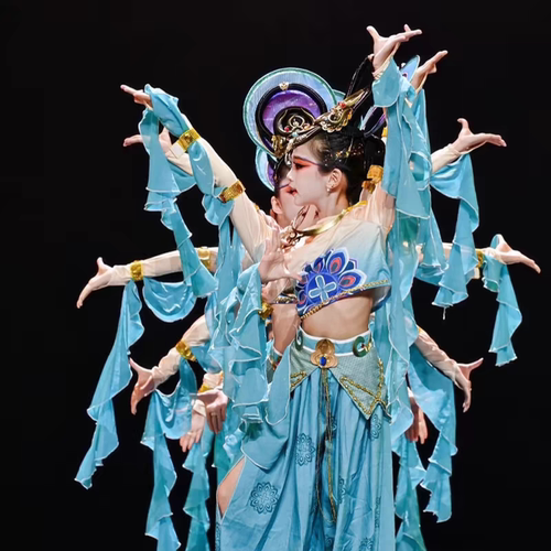 儿童遇见敦煌舞蹈服民族古典水袖迦陵频伽飞天舞表演服反弹琵琶服