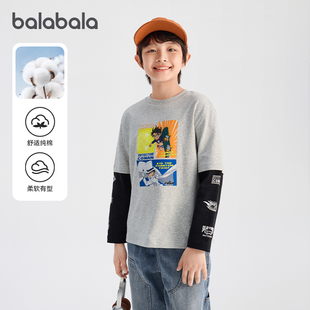名侦探柯南IP巴拉巴拉男童长袖t恤儿童纯棉假两件打底衫2026春装