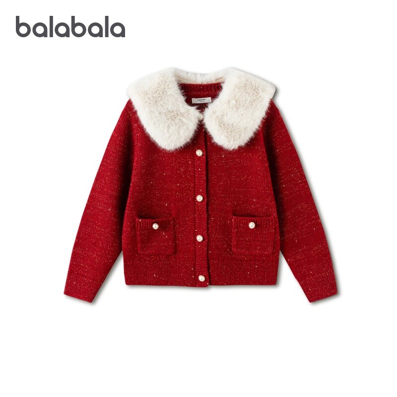 商场同款巴拉巴拉儿童毛衫女童新年款针织开衫2026春装新款童装潮
