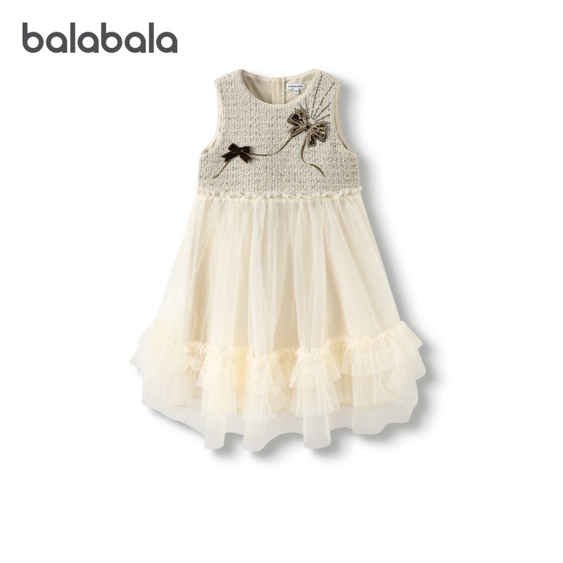 premium巴拉巴拉女童网纱背心裙小香风金丝刺绣纱裙冬装新款童装