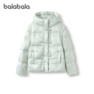 巴拉巴拉儿童羽绒服女童新中式国风外套假两件上衣冬装新款童装潮