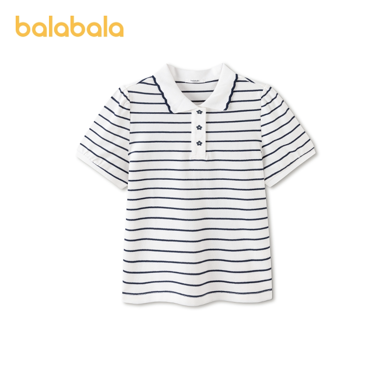 巴拉巴拉女童短袖t恤中大童POLO衫儿童翻领上衣2026夏装新款童装