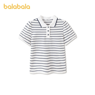 巴拉巴拉女童短袖t恤中大童POLO衫儿童翻领上衣2026夏装新款童装