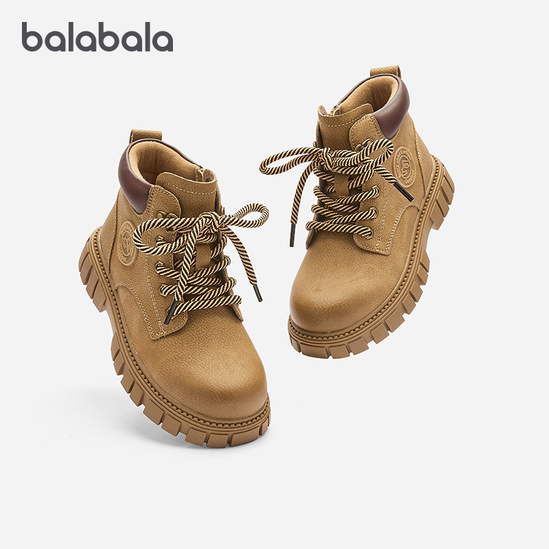 巴拉巴拉靴子男童工装风马丁靴潮