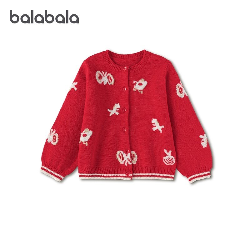 【商场同款】巴拉巴拉女童毛衣外套红色开衫春秋款童装针织衫上衣,童装/婴儿装/亲子装,毛衣/针织衫,淘宝优惠券,粉丝福利购,淘宝优惠卷