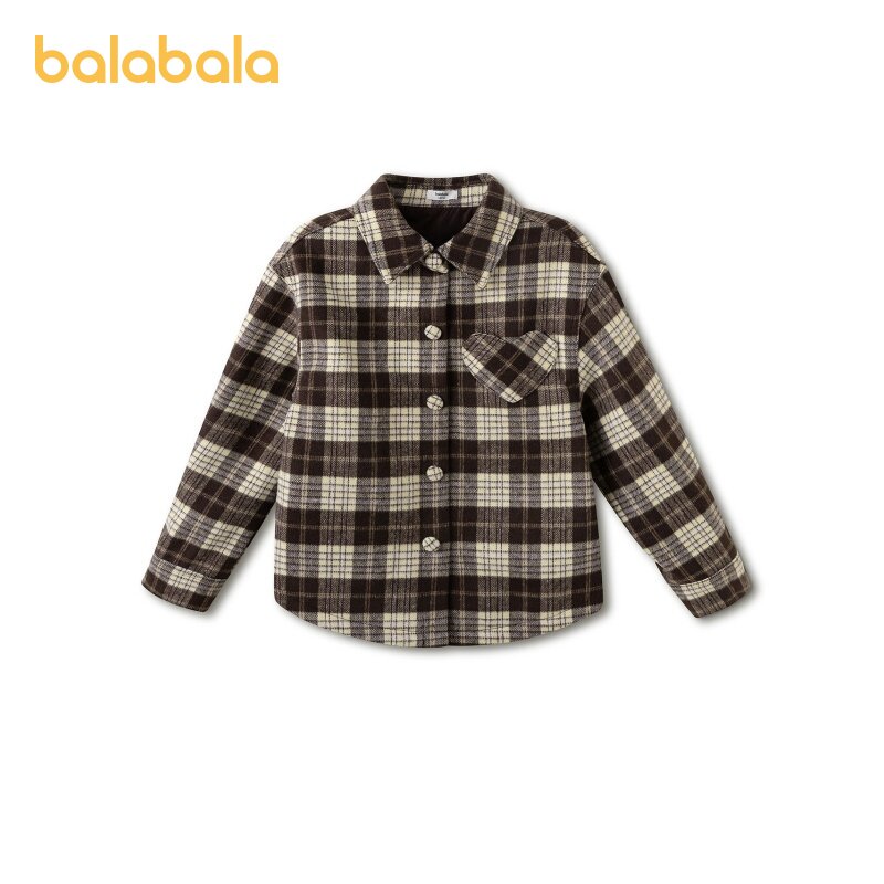 巴拉巴拉女童棉服外套格纹上衣潮