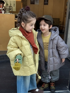 2026冬季儿童兄妹装冬装姐弟装韩版时尚男女童白鸭绒羽绒服外套