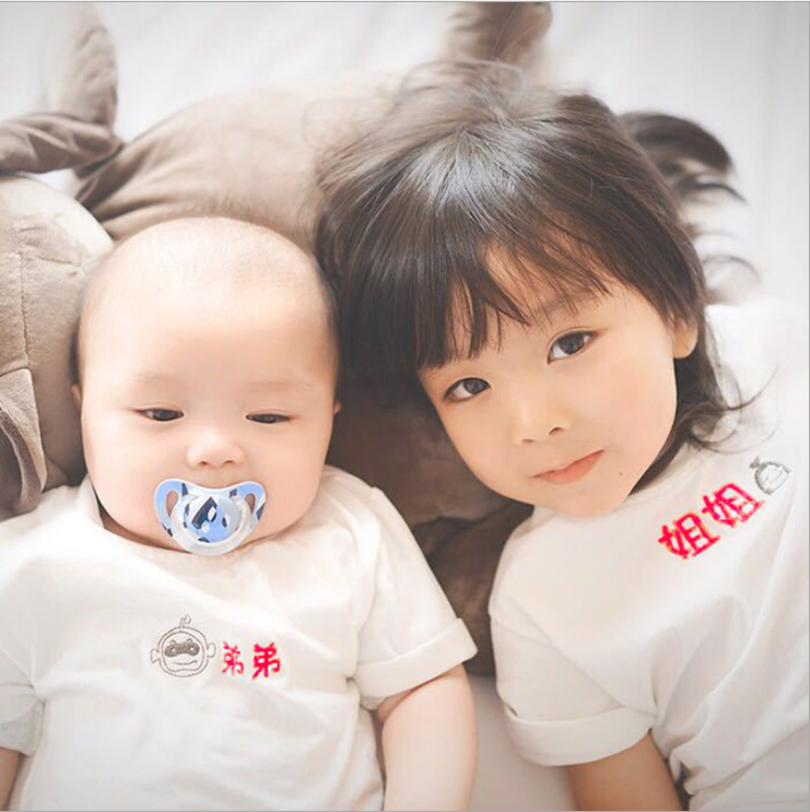 龙凤胎兄妹装夏装儿童姐弟装亲子装一家四口全家装短袖t恤上衣