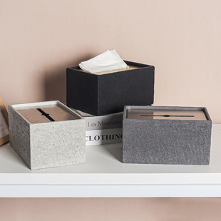 现代北欧ins风格创意轻奢酒店客栈名宿咖啡餐厅高级水泥抽纸巾盒