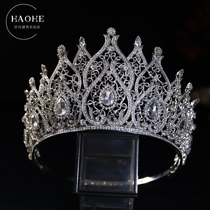 欧美跨境巴洛克公主生日复古大圆冠新娘奢华皇冠女王走秀贵冠头饰