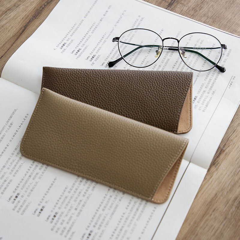 真皮眼镜套头层摔纹牛皮近视镜墨镜老花镜素雅便携收纳轻薄收纳包