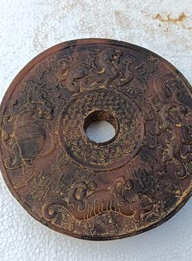 仿古做旧四神瑞兽平安安扣玉璧家居摆兽件玩古树脂平485扣工艺品