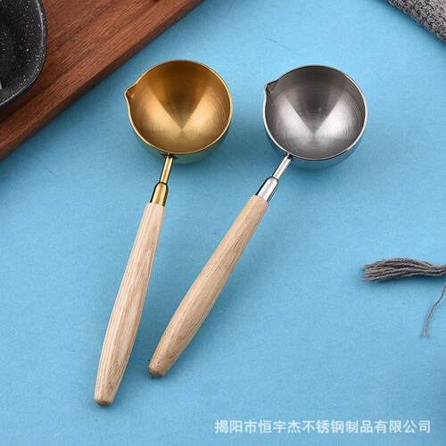 DS-G1330水曲柳木柄不锈量勺克数茶店工具家勺用咖啡粉奶奶粉计量