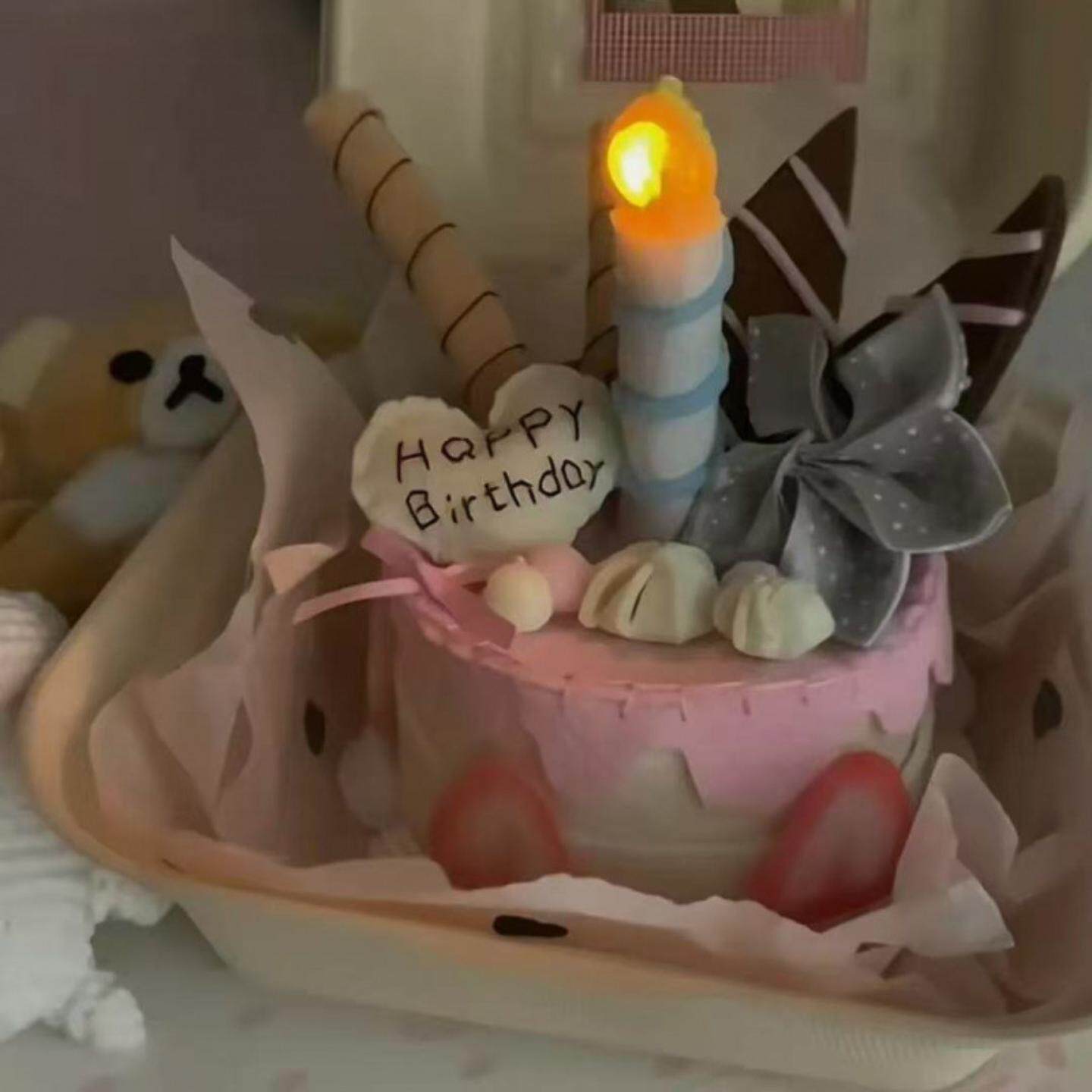 不织布手作生日蛋糕可亮灯蛋糕盒子手工diy材料包送对象闺蜜礼品
