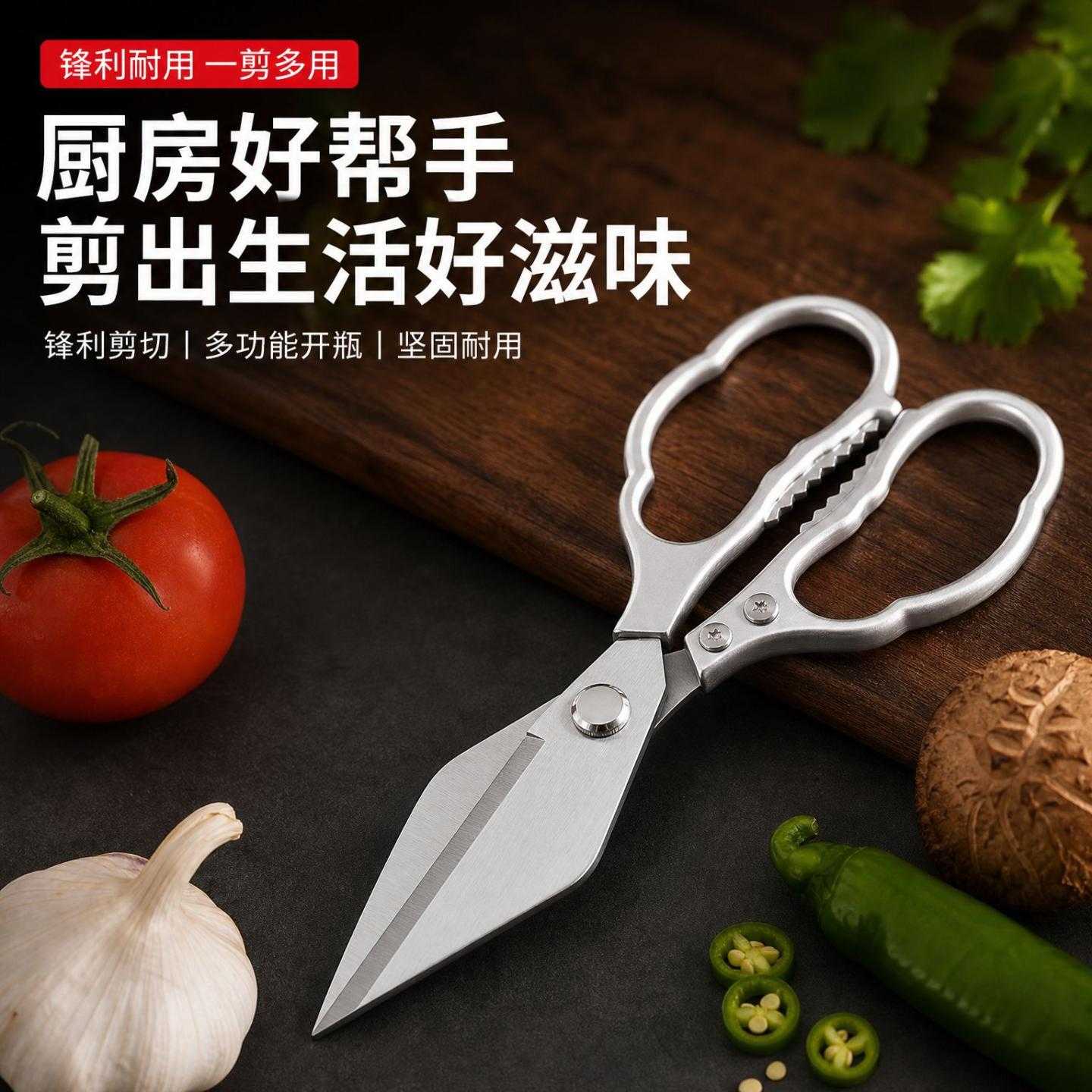 不锈钢强力厨房剪刀家用鸡骨剪多功能食物剪鸡骨剪厨房剪强力剪刀