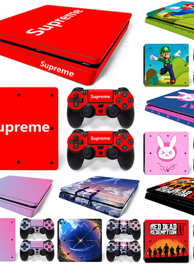 适用索尼PS4 Slim游戏机贴纸贴膜 ps4 slim痛贴supr马里奥