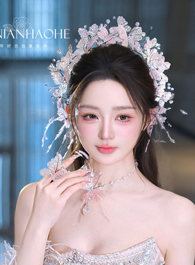 韩式重工水晶蝴蝶发箍减龄发饰品