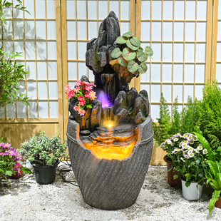 流水摆件循环水中式 饰乔迁开业礼物 禅意户外庭院水景观鱼缸创意装