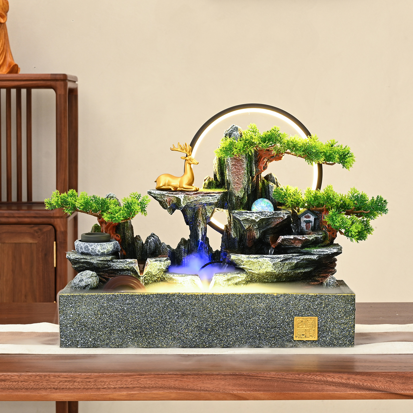 流水摆件循环水客厅办公室招财进宝风水轮桌面水景观装饰乔迁礼物