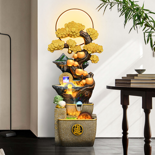 饰乔迁礼物 流水摆件循环水客厅办公室招财进宝风水轮落地水景观装