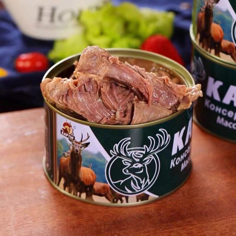 俄罗斯风味鹿肉罐头清蒸新鲜熟食即食温补滋补佳品食用鹿肉400g