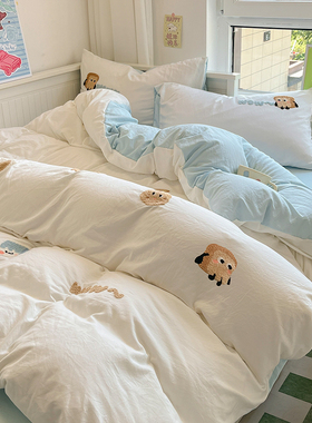 A类四件套床上用品2024新款纯棉床单全棉被套被罩学生宿舍三件套4