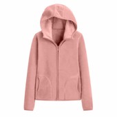 秋冬摇粒绒外套女连帽衫 柔软双面绒上衣保暖加厚拉链抓绒宽松卫衣