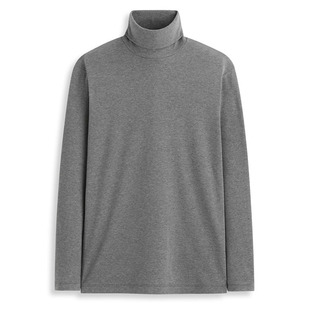 男保暖宽松大码 打底衫 纯色秋衣T恤 纯棉磨毛两翻领高领长袖 秋季