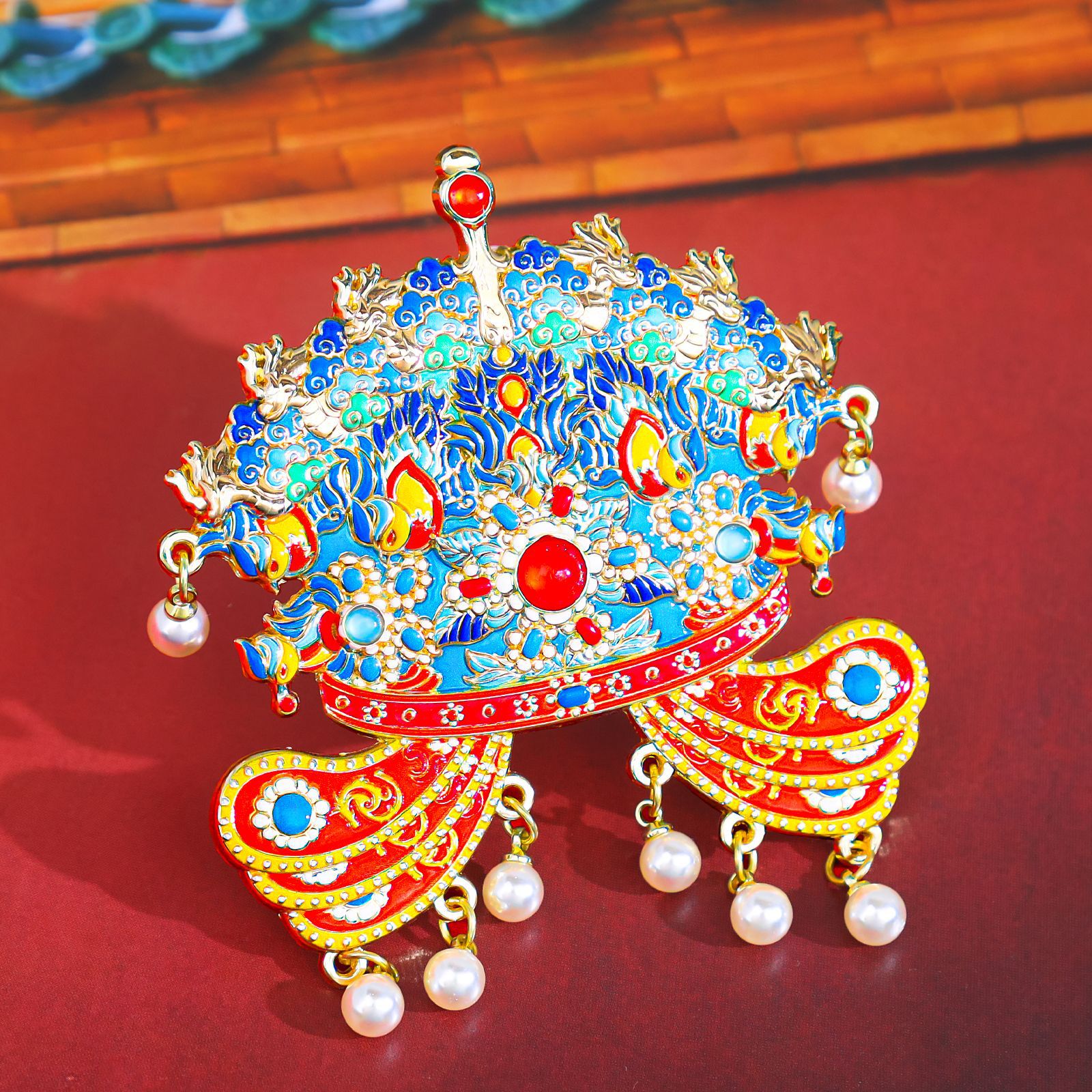 凤冠文创流沙浮雕冰箱贴金属磁吸