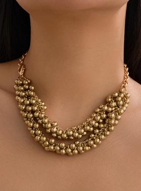 流苏CCB珠子多层项链女 欧美2026时尚嘻哈新款个性旅拍颈链潮饰品