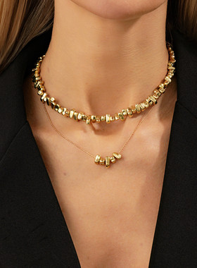 2件套异形CCB珠项链套装欧美2026春季时尚个性小众设计双层锁骨链