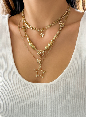 CCB流苏五角星项链套装