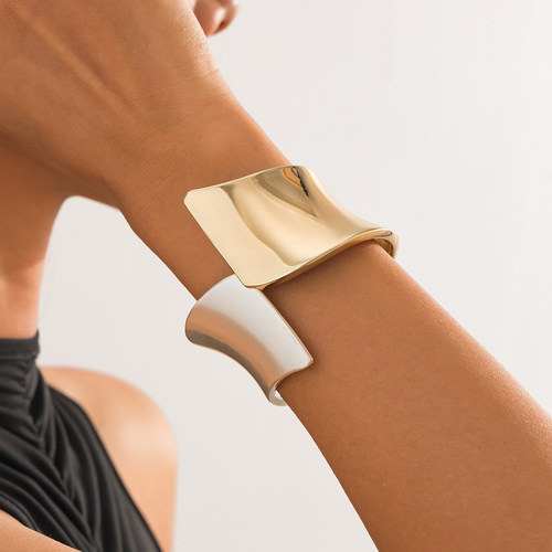 不规则几何弹簧式金属手镯女欧美潮流小众设计高级感女装搭配饰品