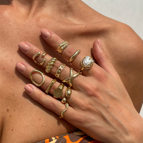 12件套不规则戒金属指套装2026春夏时尚个性网红气质叠戴指环组合