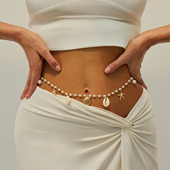 海螺海星贝壳仿珍珠腰链女 欧美新潮性感时尚 设计百搭网红ins饰品