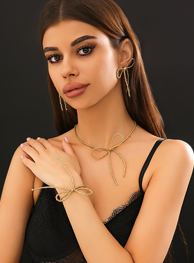 时尚可爱CCB蝴蝶结耳饰手链项链