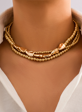 多层不规则混搭CCB珠子项链