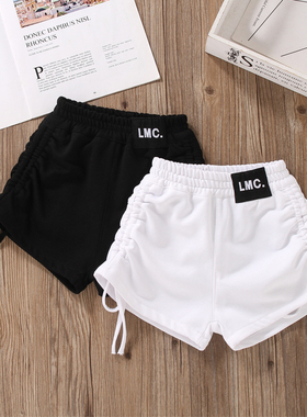 女童白色短裤外穿2025新款夏季宽松洋气运动高腰儿童网红黑色裤子