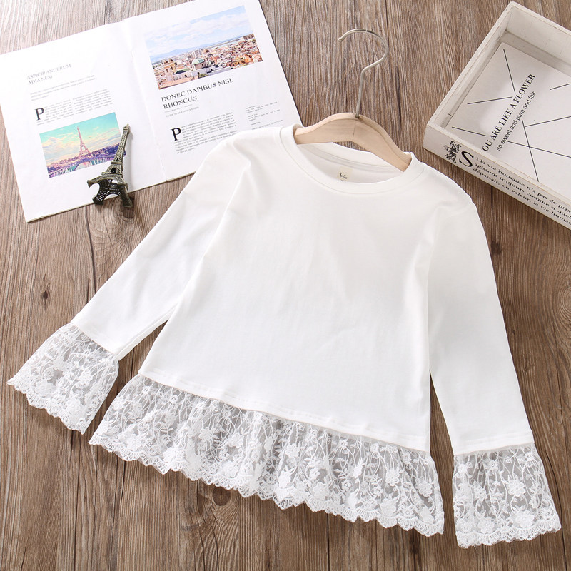 女童白色打底衫春秋2025新款蕾丝超好看上衣女孩纯棉儿童长袖T恤,童装/婴儿装/亲子装,T恤,淘宝优惠券,粉丝福利购,淘宝优惠卷