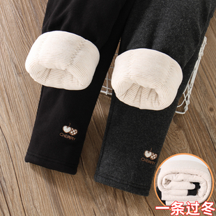 女童裤子冬季保暖一条过冬小女孩打底裤外穿加厚儿童弹力蚕丝棉裤