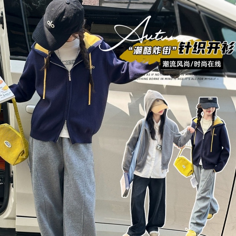 女童针织开衫外套韩式风毛衣上衣