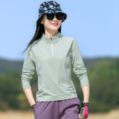 户外速干衣女长袖 显瘦弹力透气运动徒步旅游登山快干衣女 T恤修身